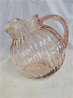 Hazel Atlas Pink Depression Glass Ball Pitcher