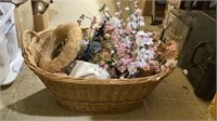 Extra large wicker basket with handles contains