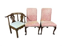 Corner Chair and 2 Upholstered Side Chairs