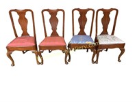 4 Queen Anne Style Fiddle Back Dining Chairs