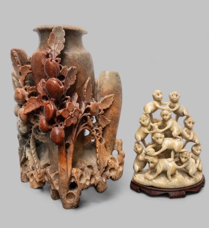 (2) CHINESE SOAPSTONE SCULPTURES