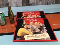 Coca Cola brass bottle & 2004 calendar