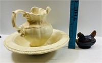 Antique Pitcher and Hen on Nest