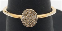 Sterling Silver Gold Tone Ring W Diamonds