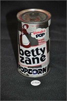 Vintage unopened "Betty Zane" 10-oz popcorn tin