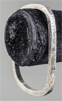 Silver Engraved Hinge Square Bangle Bracelet