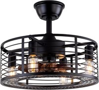 Qutwob 20" Cage Ceiling Fan Light With Light And