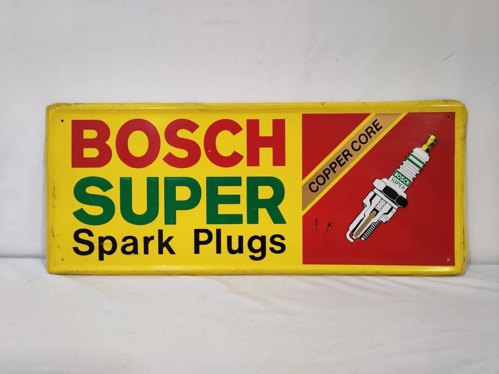 Original Bosch Spark Plug Embossed Tin Sign