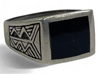 .925 Silver Black Onyx Mens Ring