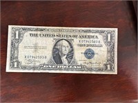 1935 A $1 Dollar Silver Certificate with blue seal
