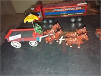 Vintage Cast Iron Cocoa Cola horse drawn wagon