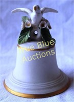 White and Gold Bell with Dove Handle and Flower De