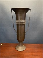 Tall Heavy Metal Handled Bronze Color Vase