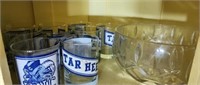 UNC whiskey glasses and large glass bowl