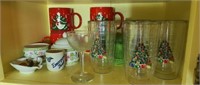 Tervis Christmas cups and contents of shelf