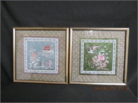 Pair of framed Chinese embroidery on silk