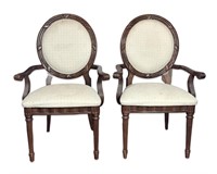 Pair of Upholstered Armed Dining Chairs