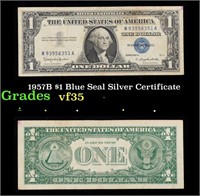 1957B $1 Blue Seal Silver Certificate Grades vf++