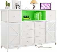 White Dresser with Charging Station & LED