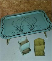 Vintage TV tray and matchbox holders