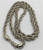 Heavy Sterling Silver Rope Chain Necklace