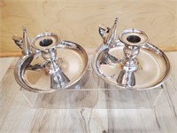 Pair of vintage English silver plate on copper