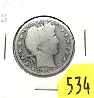 1914-S Barber half dollar