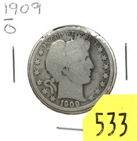 1909-O Barber half dollar
