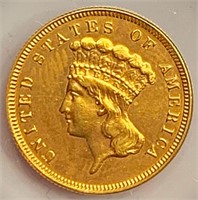 1882 $3 Gold Princess Coin (Raw)