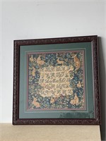 Finely Embroidered & Framed Alphabet Sampler