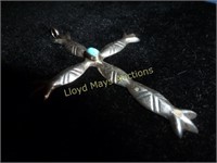 Artist Made Sterling Silver & Turquoise Cross