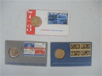 3 BICENTENNIAL FIRST DAY COVER COINS,MEDAL,STAMPS+