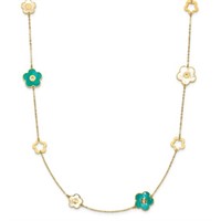 14K- Teal/White MOP Flower Necklace