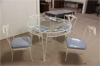 Wrought Iron Glass Table & Chairs