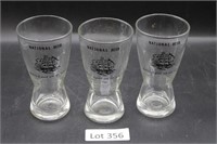 (3) "National Beer" Beer Glasses