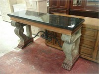 Marble top entry table with claw feet