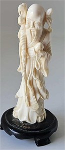 Antique Hand Carved Ivory Shoulao Statue