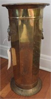 Brass decorated umbrella urn with figural