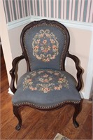 Victorian needlepoint arm chair with grape