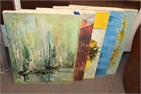 SELECTION OF UNFRAMED PAINTINGS ON CANVAS