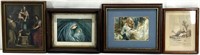 4pc Religious Etching and Art Prints