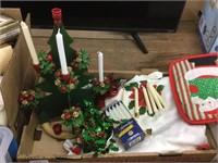 Decorative wooden Christmas tree with candles