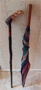Wood Cane & Umbrella