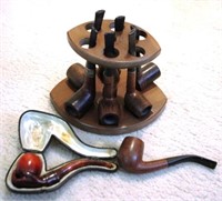 Lot of Tobacco Pipes w/ Stand