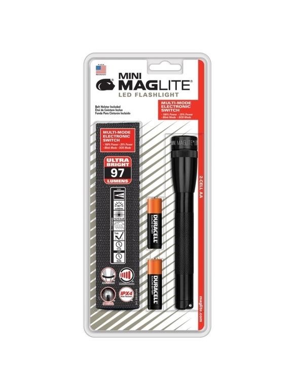 Maglite Black 2 Aa-cell Led Flashlight W/ Holster