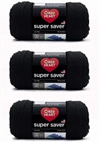Red Heart Super Saver Black Yarn - 3 Pack of