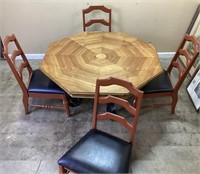 OCTAGONAL WOODEN KITCHEN TABLE & CHAIRS