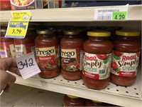 Bottles of Ragu and Prego Sauce