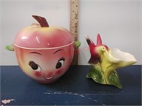 Apple Face Cookie Jar & bird planter