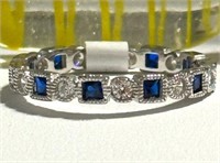Sterling Silver Sapphire Austrian Crystal Ring